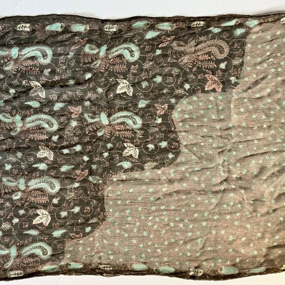 Indonesian Batik Silk Scarf - Picture 4 of 5